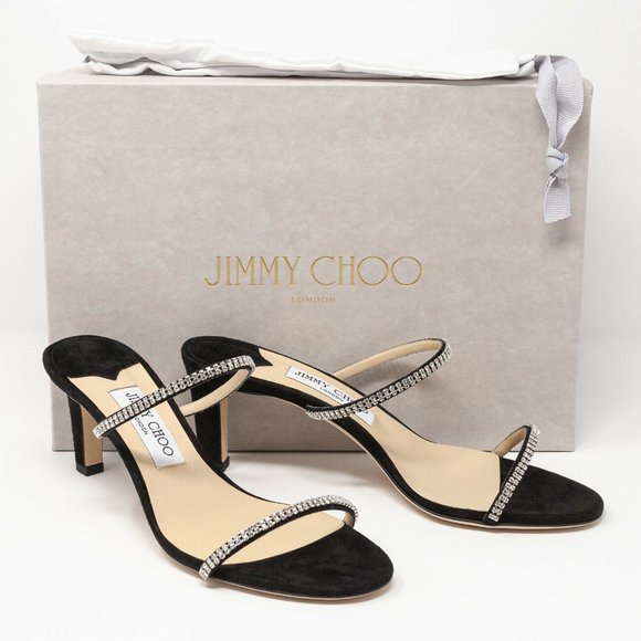 Jimmy Choo Shoes - Jimmy Choo Brea 65 Black Suede Crystal Heels Size 39 EU (9 US)
